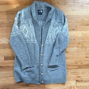 The North Face Women’s Gray Shawl Collar Button-Up Sweater